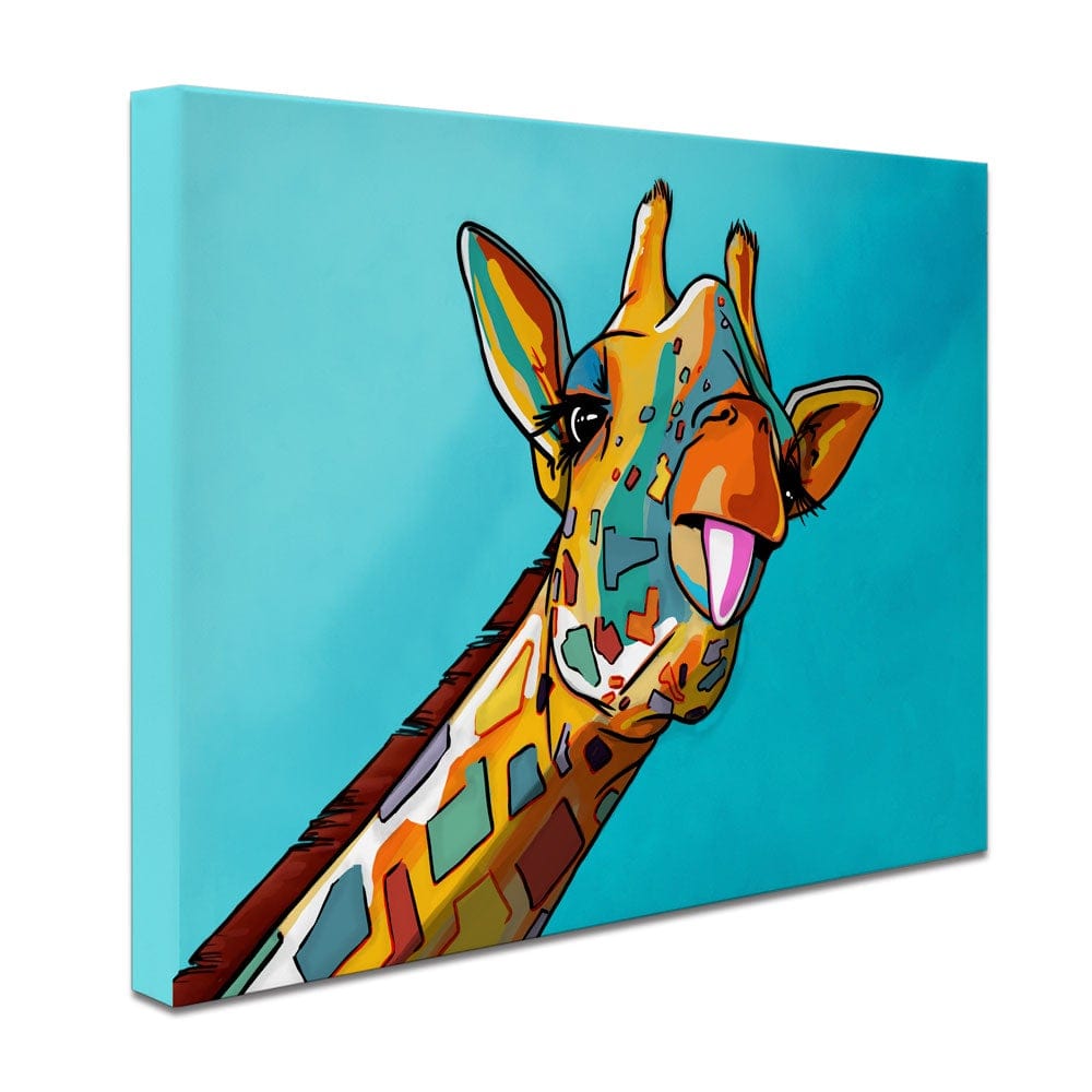 Blue Cheeky Giraffe Canvas Print wall art product Art Print Shop