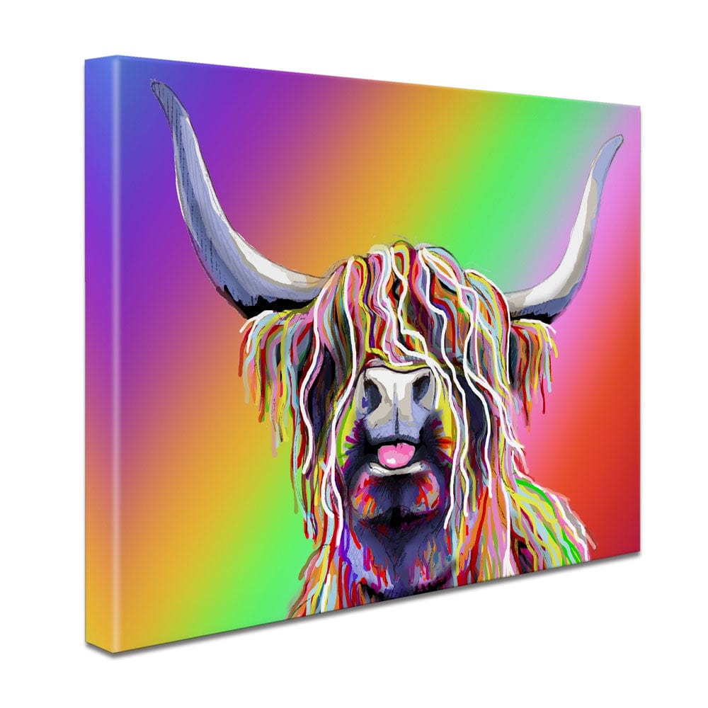 Cheeky Rainbow Cow Canvas Print wall art product Independent