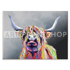 Colourful Highland Coo Canvas Print
