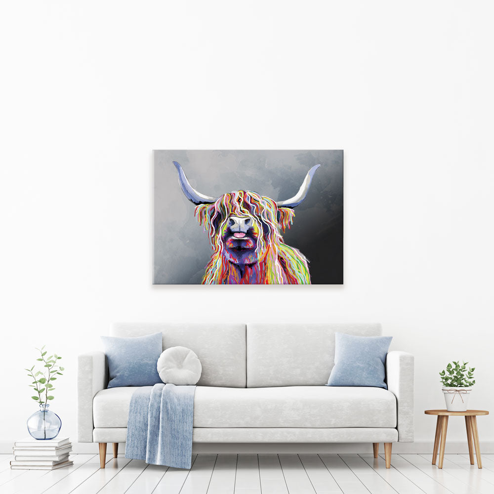 Colourful Highland Coo Canvas Print