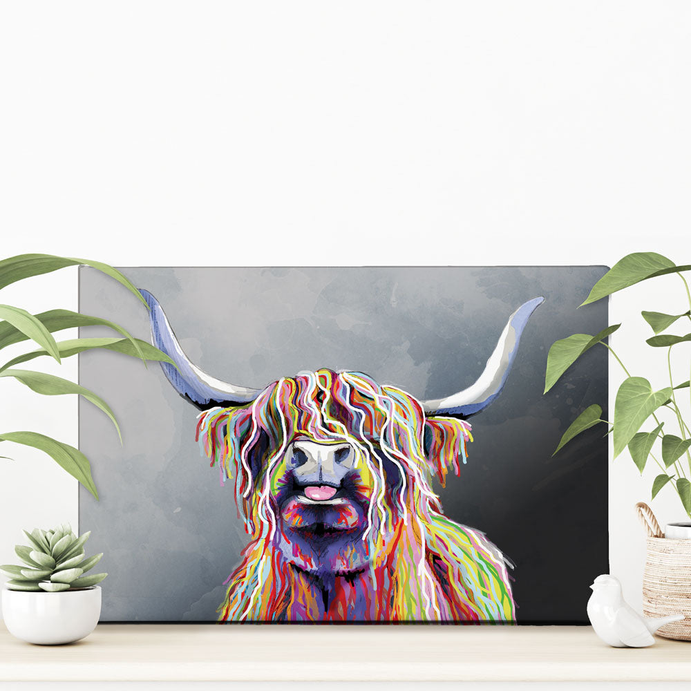 Colourful Highland Coo Canvas Print