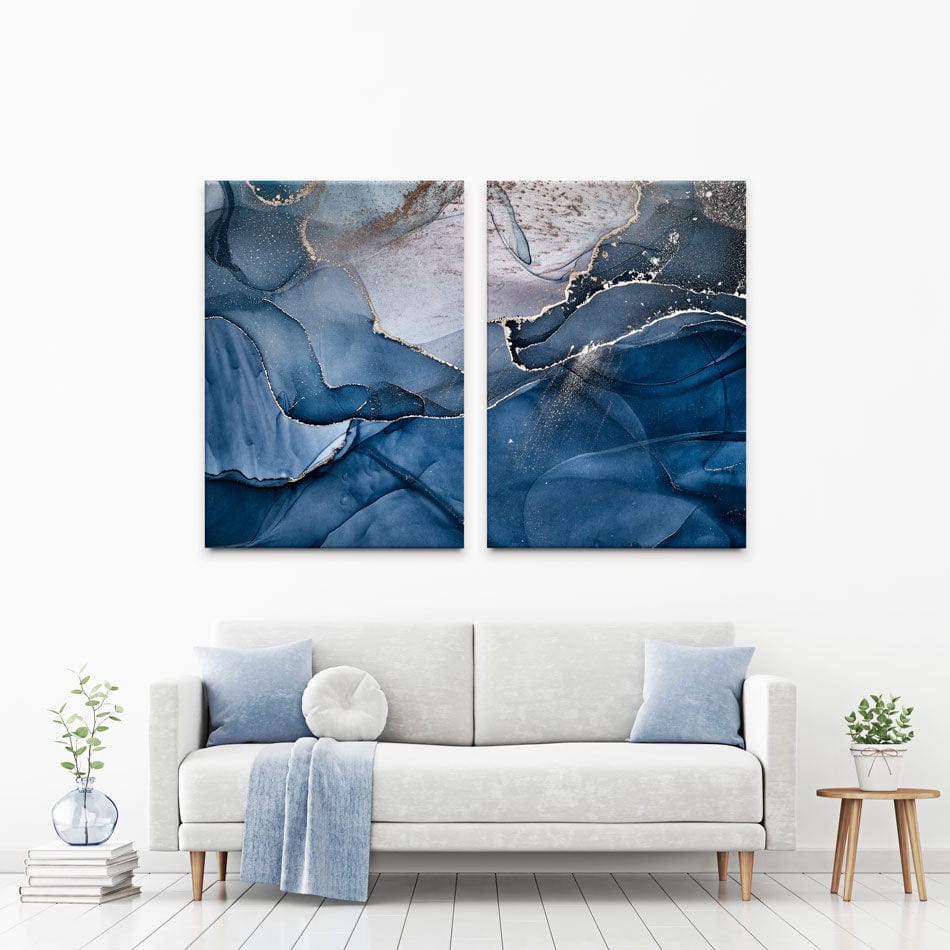 Dark Blue Marble Duo Canvas Print wall art product djero.adlibeshe yahoo.com / Shutterstock