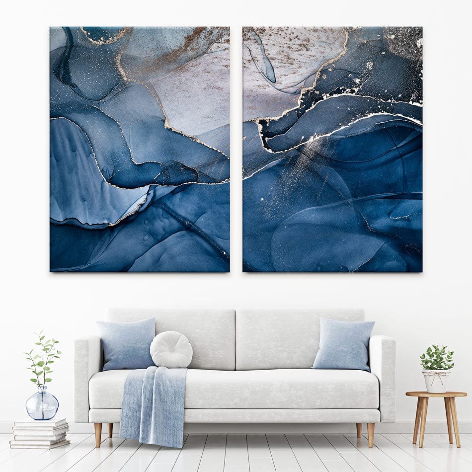 Dark Blue Marble Duo Canvas Print wall art product djero.adlibeshe yahoo.com / Shutterstock