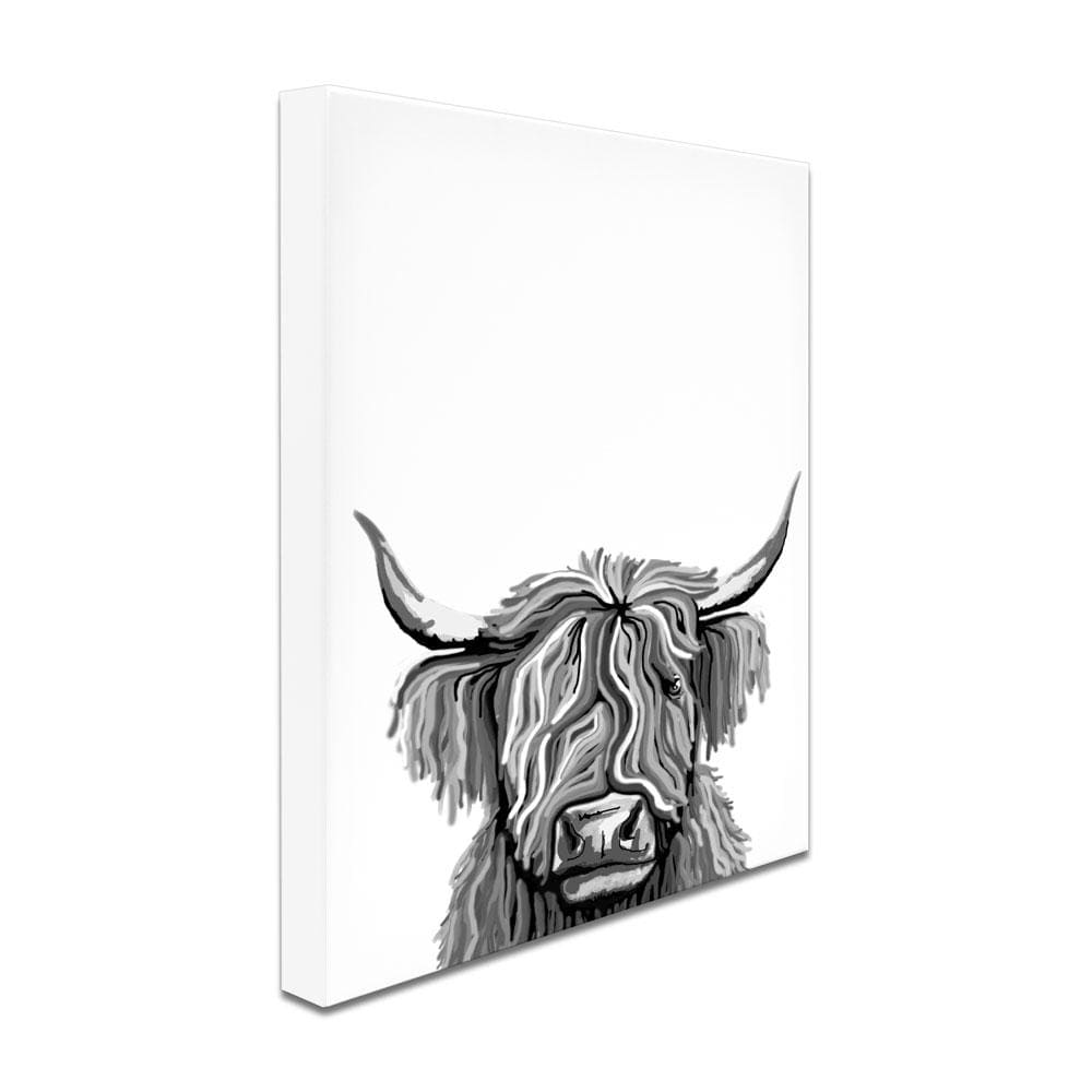 Monochrome Highland Cow Portrait Canvas Print wall art product Independent