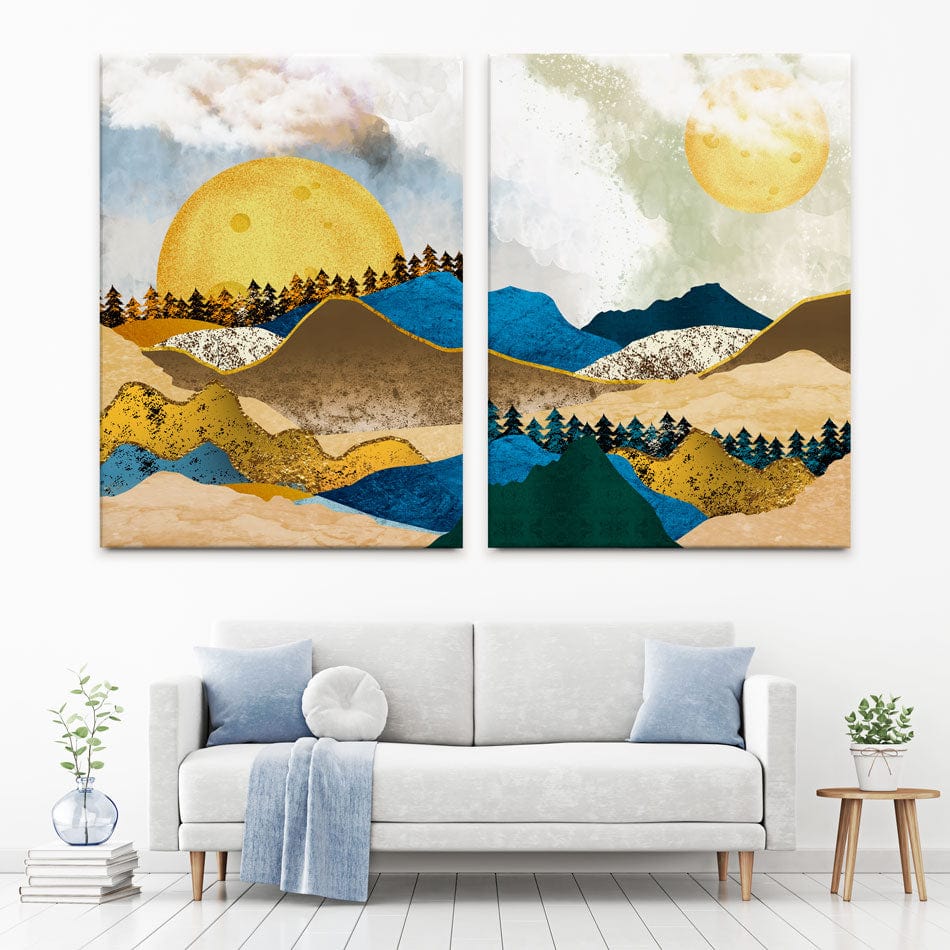 Over The Hills And Far Away Duo Canvas Print wall art product 3d artwork wallpaper / Shutterstock