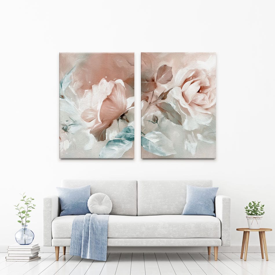 Pastel Rose Leaves Duo Canvas Print wall art product lisima / Shutterstock
