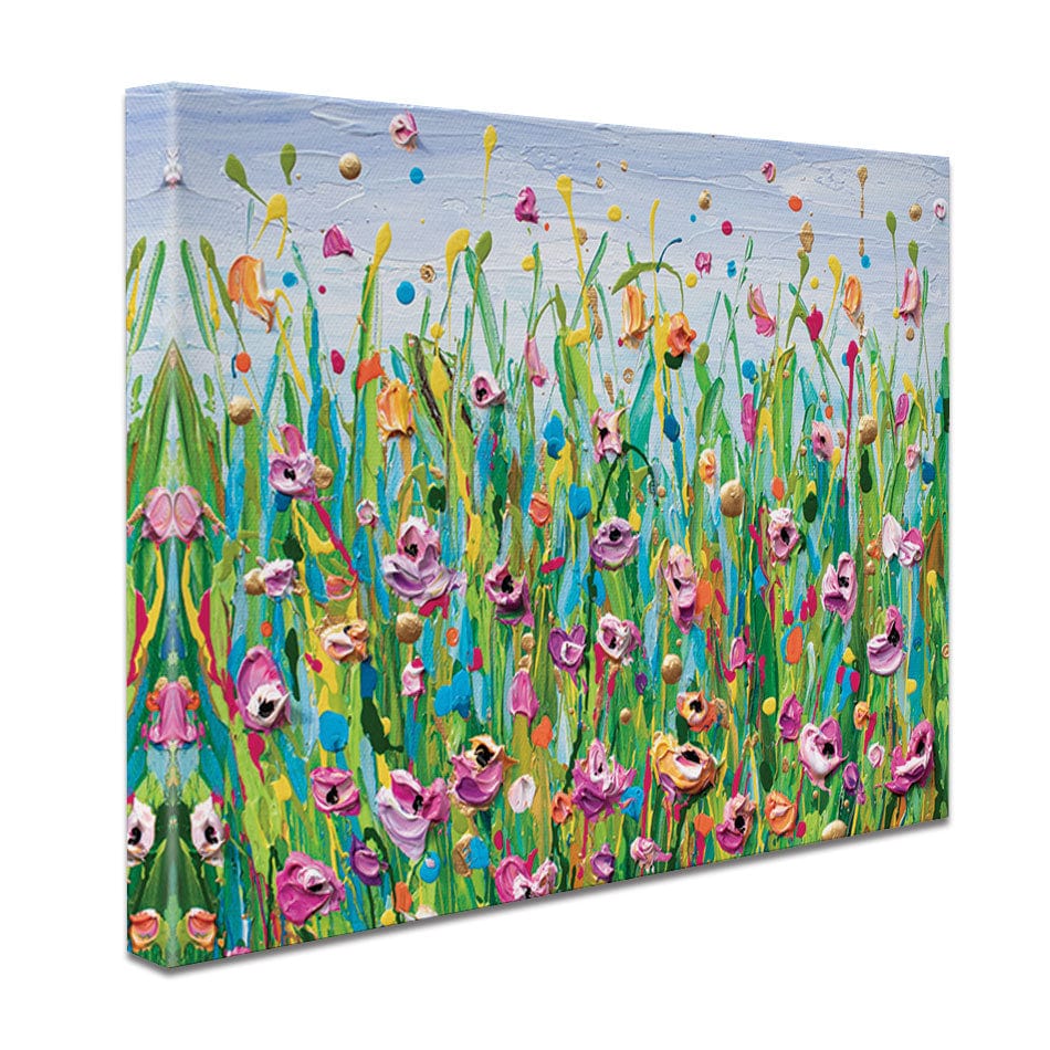 Pink Dotted Flowers Canvas Print wall art product Olga Tkachyk