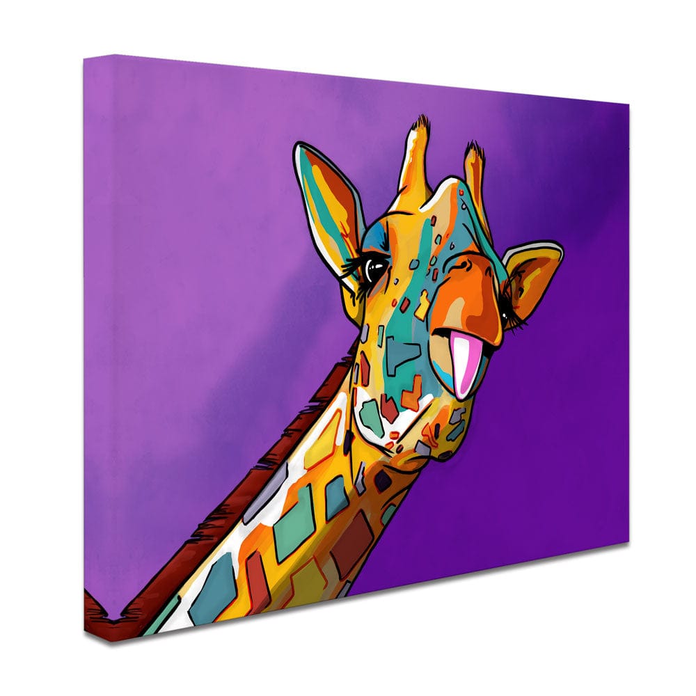 Purple Cheeky Giraffe Canvas Print wall art product Art Print Shop