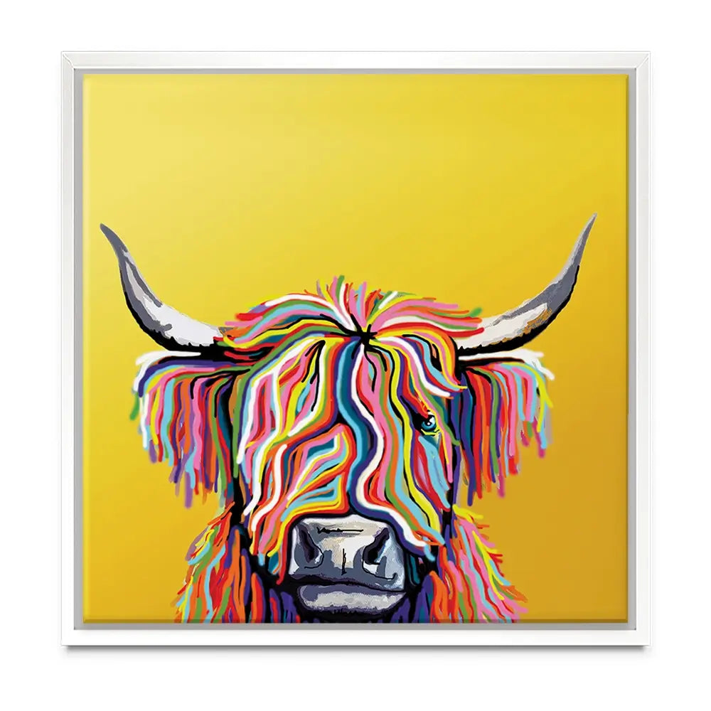 Highland Cow Yellow Oversized Canvas Print