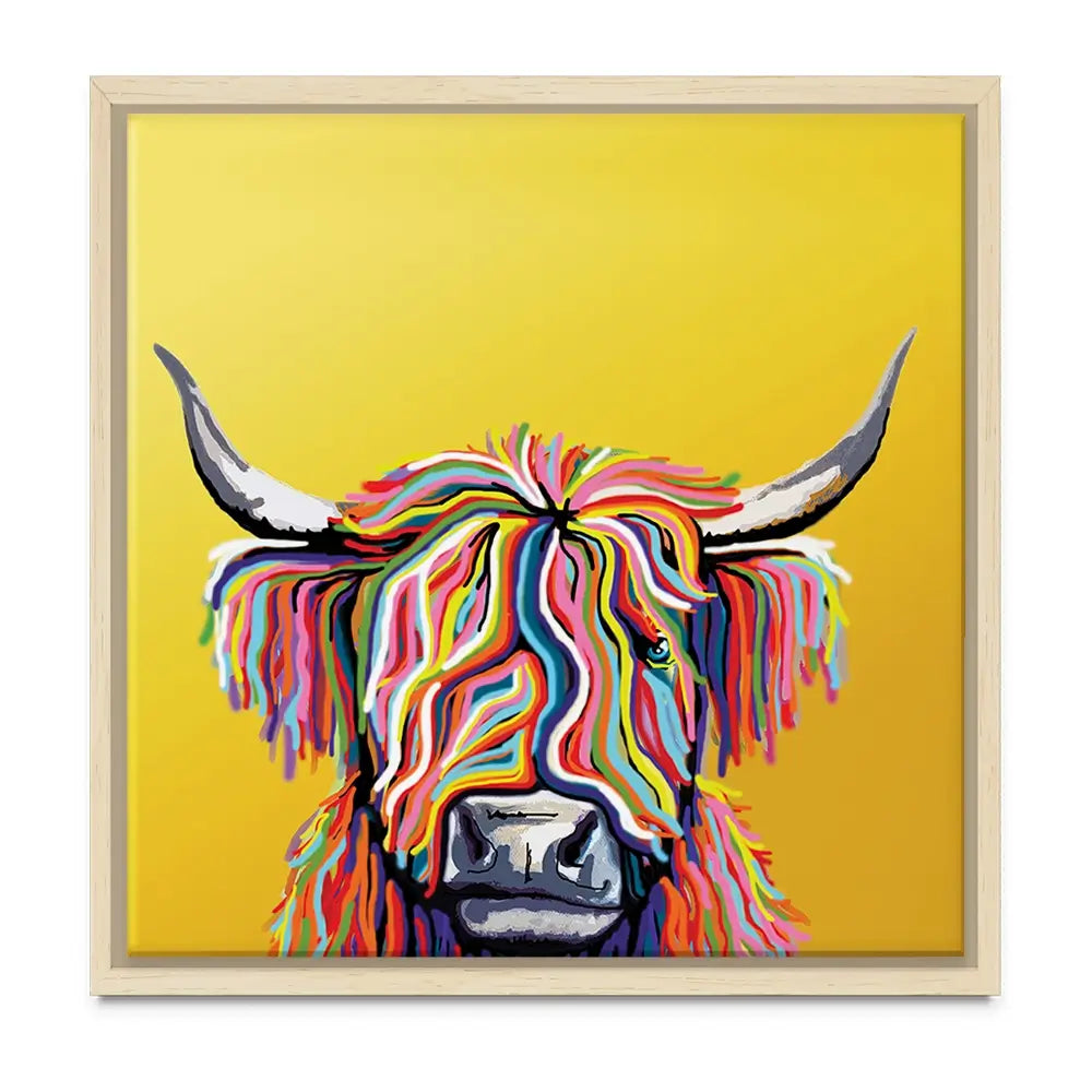 Highland Cow Yellow Oversized Canvas Print