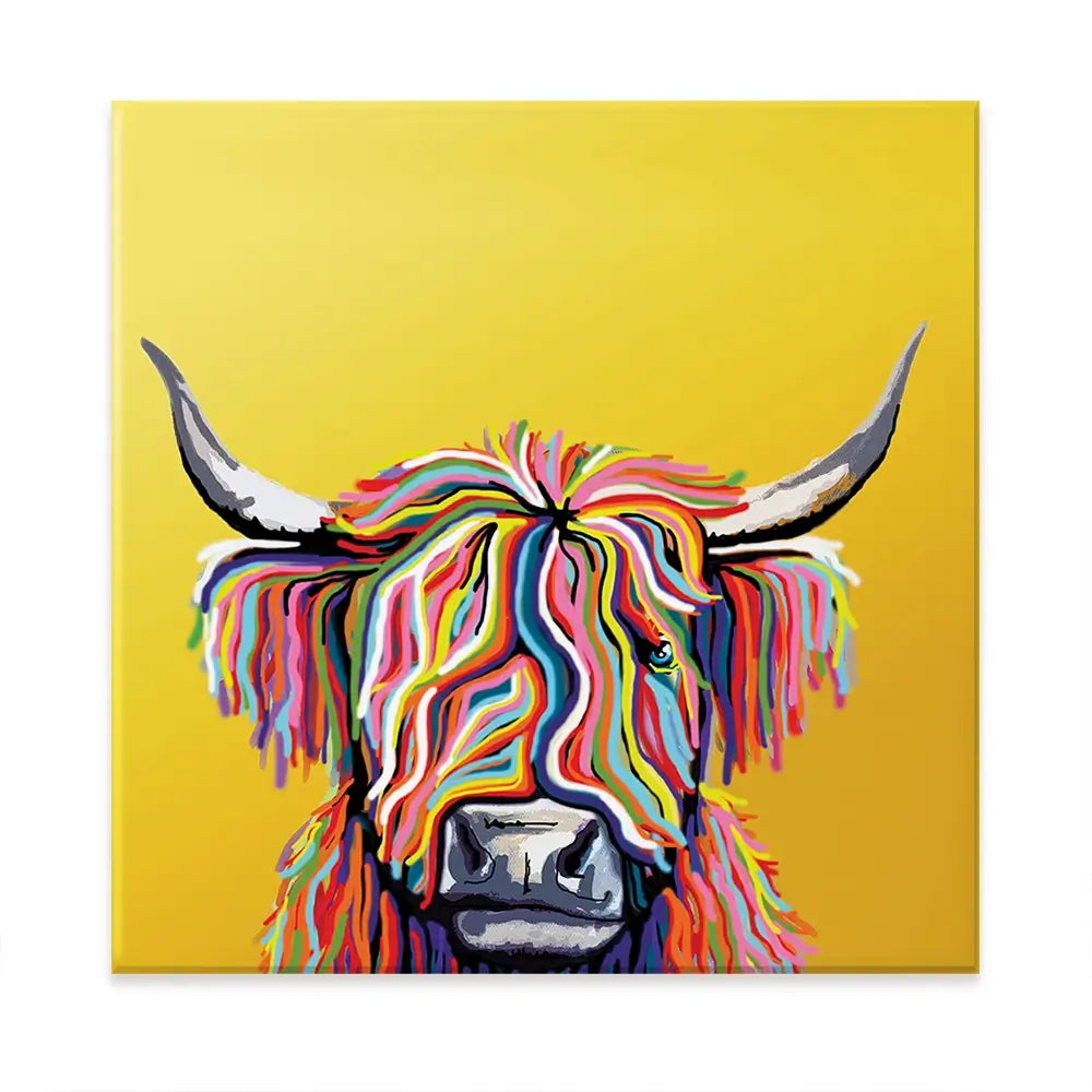 Highland Cow Yellow Oversized Canvas Print
