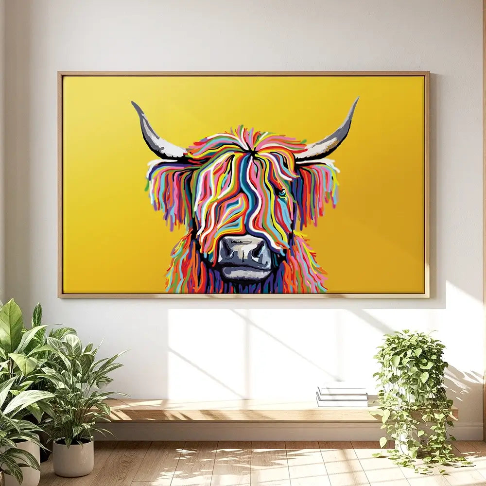 Highland Cow Yellow Oversized Canvas Print
