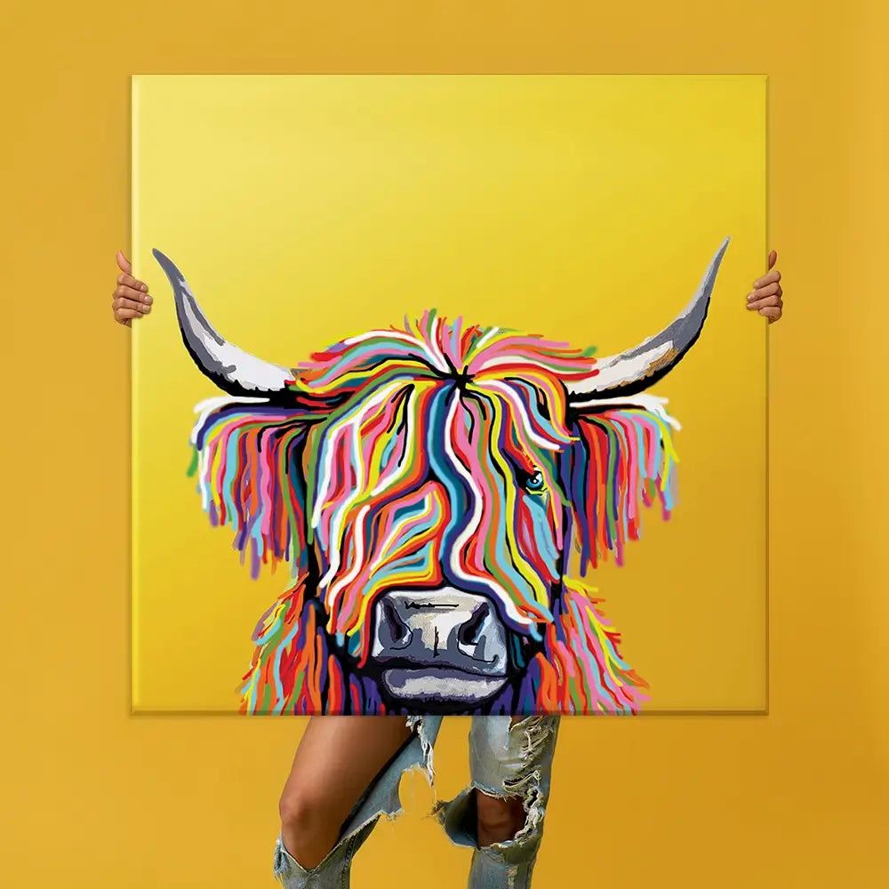 Highland Cow Yellow Oversized Canvas Print