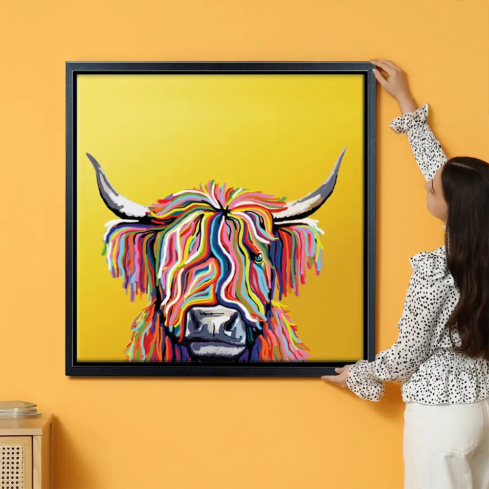 Highland Cow Yellow Oversized Canvas Print