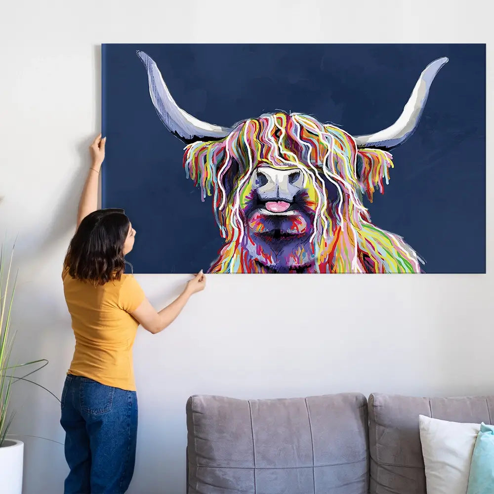 Cheeky Coo In Navy Blue Oversized Canvas Print