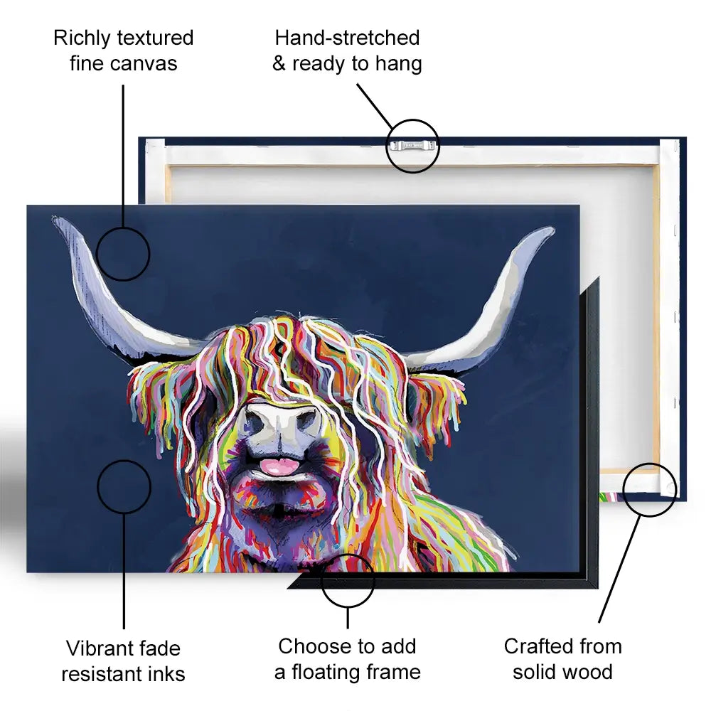 Cheeky Coo In Navy Blue Oversized Canvas Print