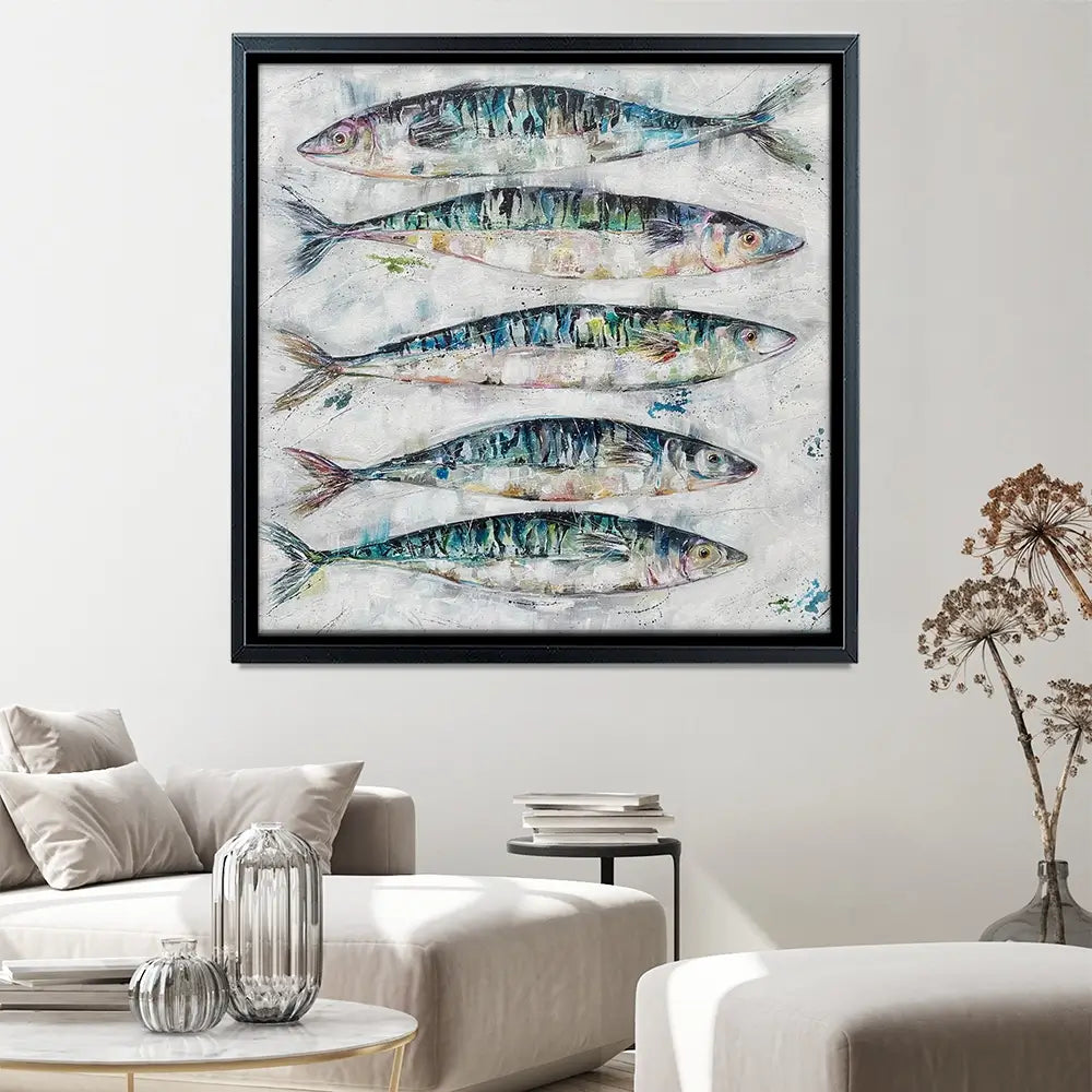 5 Fish Square Canvas Print 5 Fish Square Canvas Print wall art product Nicola Jane Rowles