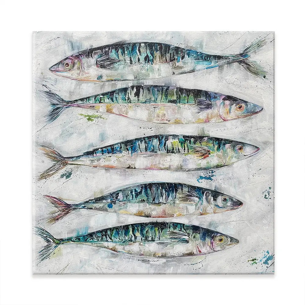 5 Fish Square Canvas Print 5 Fish Square Canvas Print wall art product Nicola Jane Rowles
