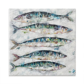5 Fish Square Canvas Print 5 Fish Square Canvas Print wall art product Nicola Jane Rowles