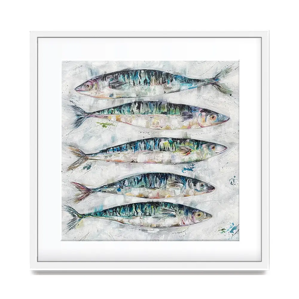 5 Fish Square Framed Art Print 5 Fish Square Framed Art Print wall art product Nicola Jane Rowles