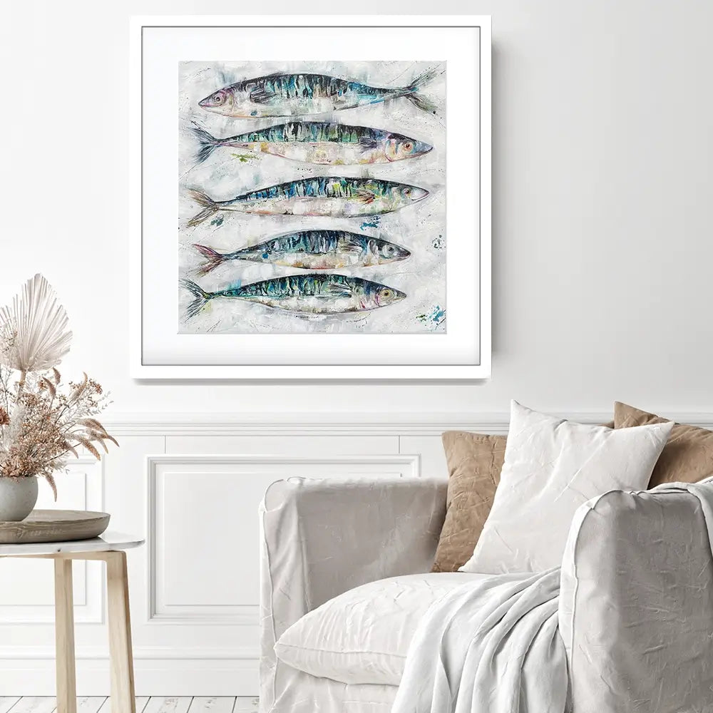 5 Fish Square Framed Art Print 5 Fish Square Framed Art Print wall art product Nicola Jane Rowles