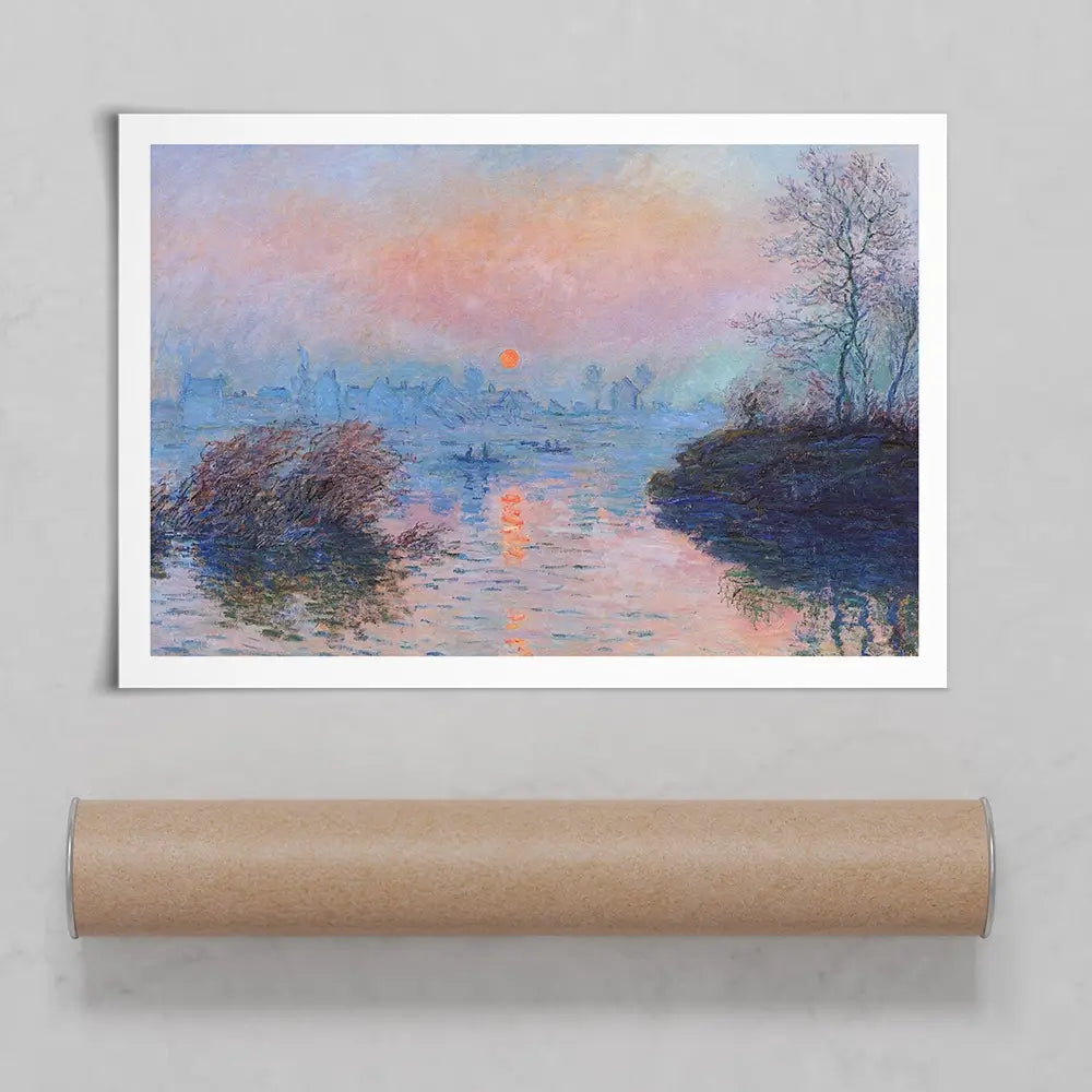 Sunset On The Seine At Lavacourt Winter Effect Art Print