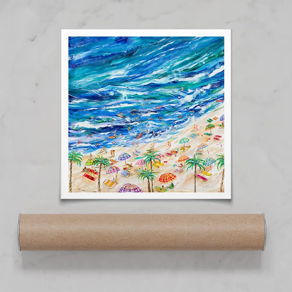 A Day At The Beach Square Art Print A Day At The Beach Square Art Print wall art product Estelle Grengs - Independent