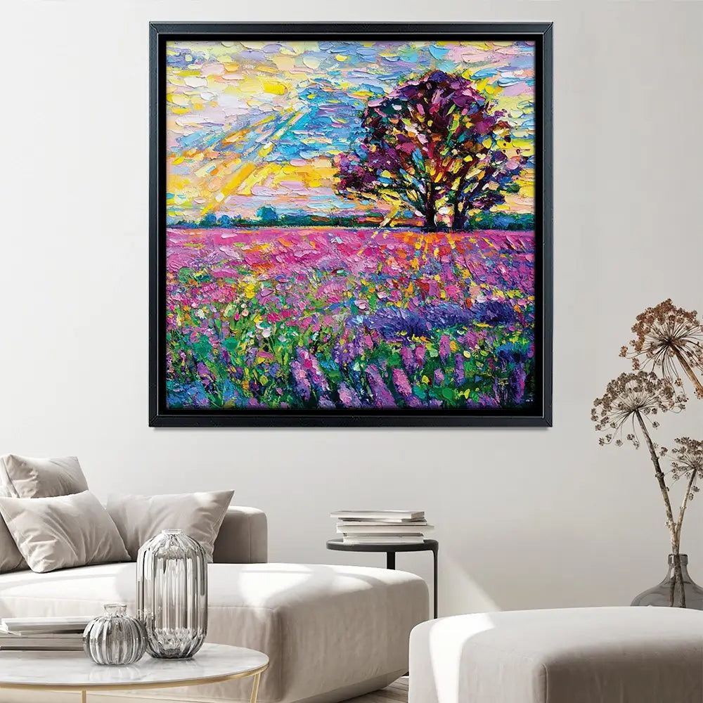 A Field Filled With Colour Square Canvas Print A Field Filled With Colour Square Canvas Print wall art product Ivailo Nikolov / Shutterstock