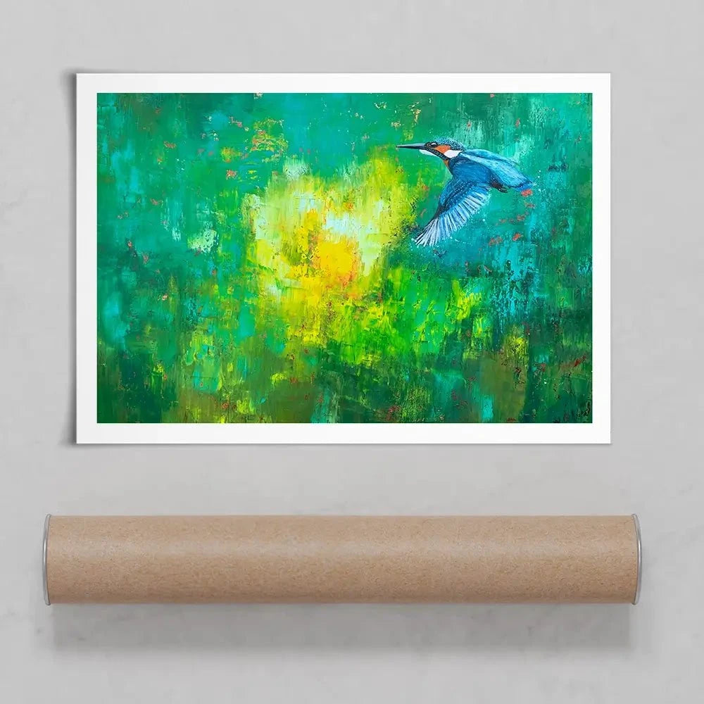 A Flash Of Blue Kingfisher Art Print A Flash Of Blue Kingfisher Art Print wall art product Laure Bury