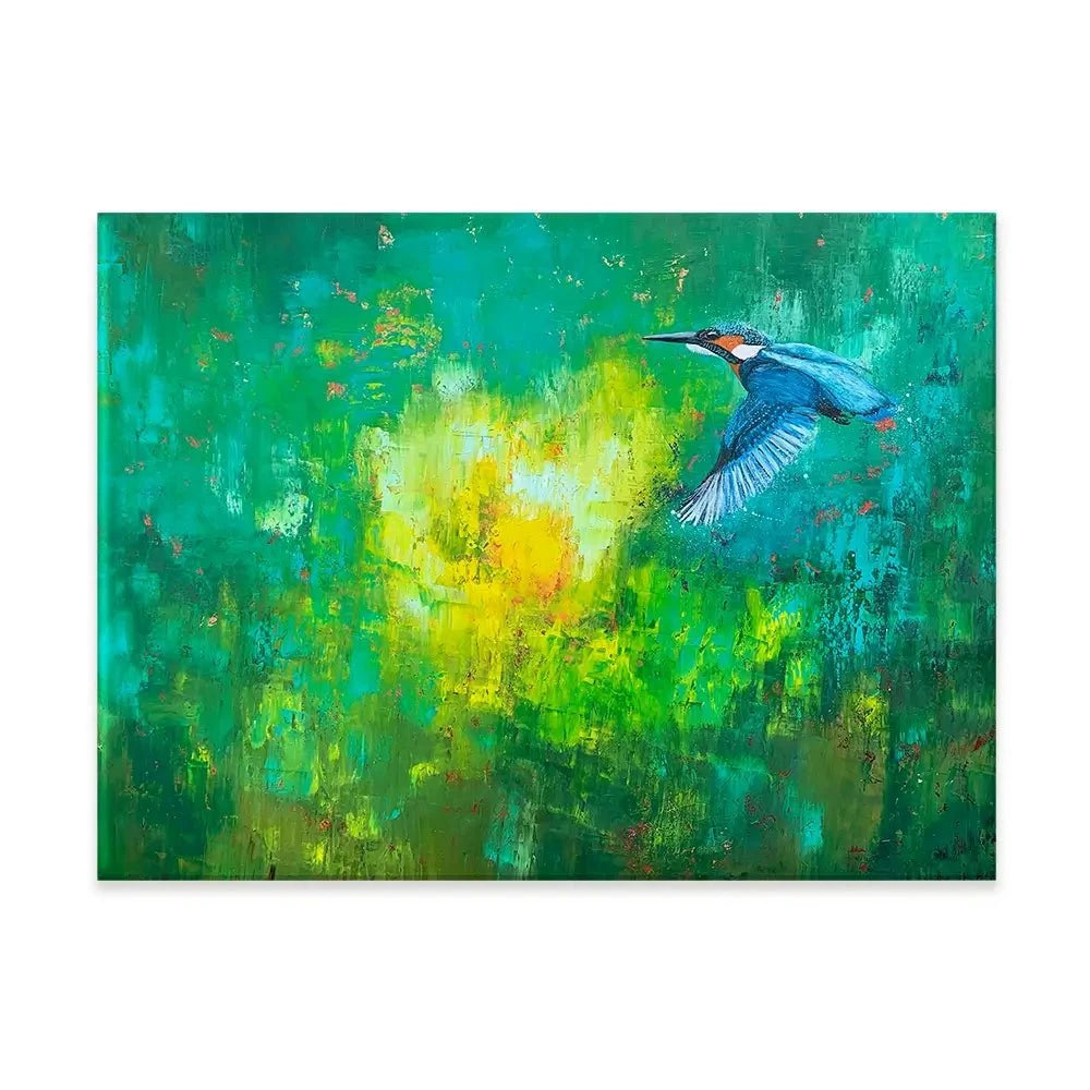 A Flash Of Blue Kingfisher Canvas Print A Flash Of Blue Kingfisher Canvas Print wall art product Laure Bury