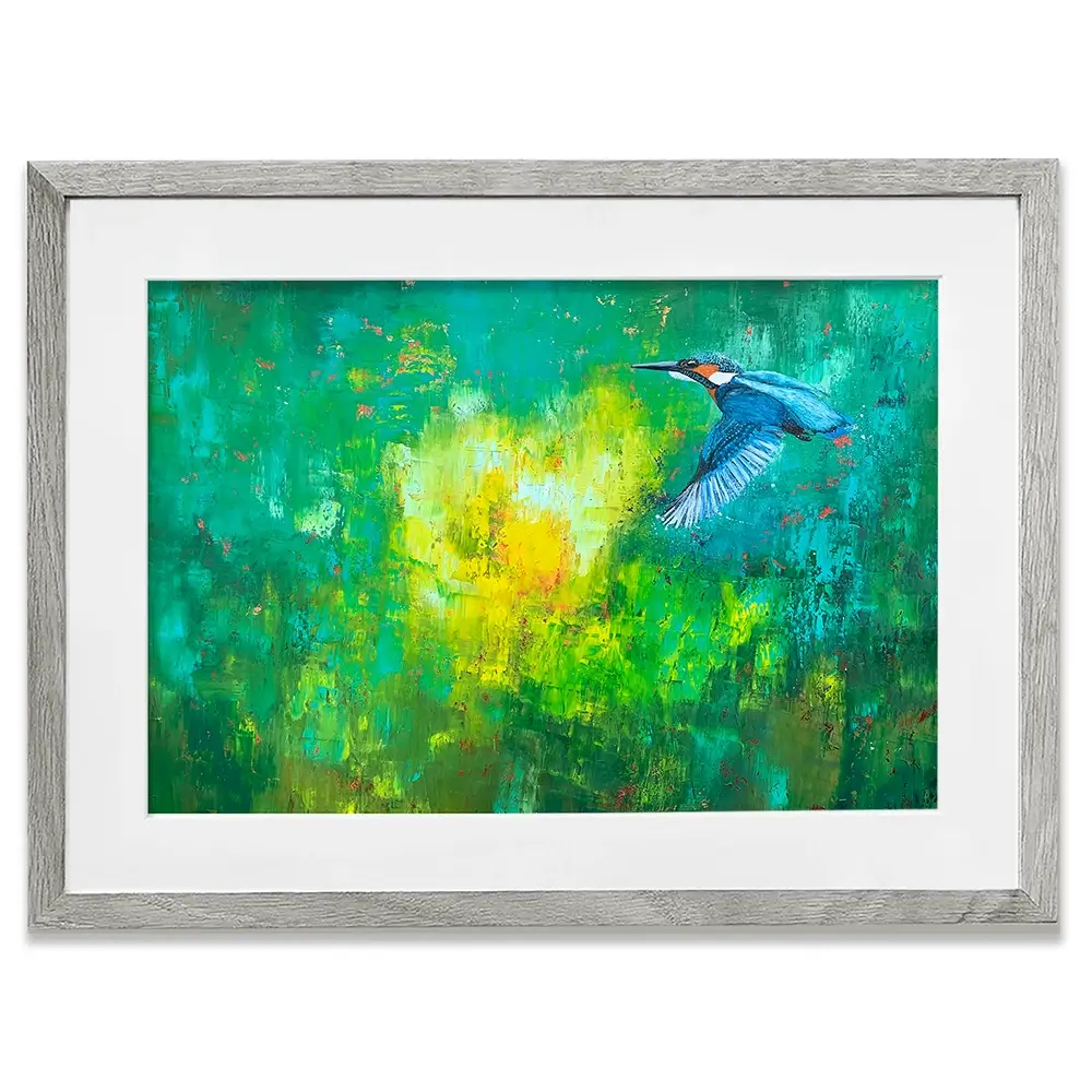 A Flash Of Blue Kingfisher Framed Art Print A Flash Of Blue Kingfisher Framed Art Print wall art product Laure Bury