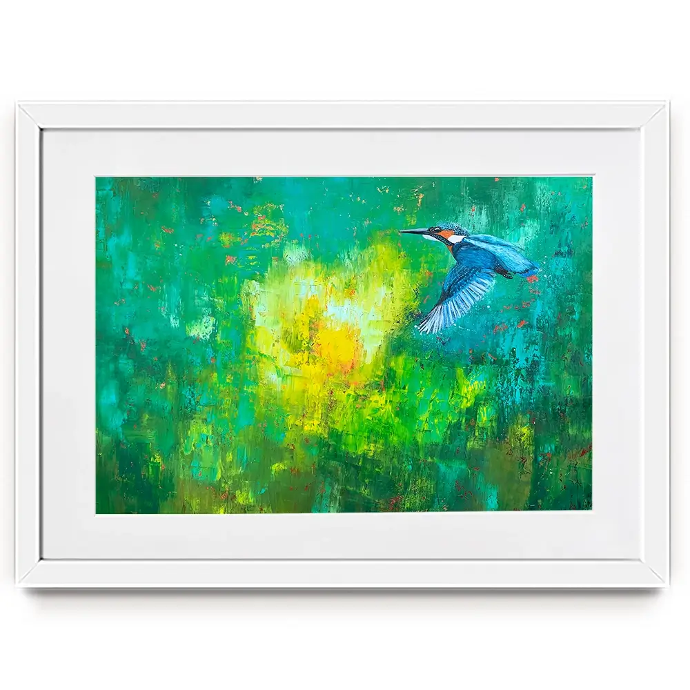A Flash Of Blue Kingfisher Framed Art Print A Flash Of Blue Kingfisher Framed Art Print wall art product Laure Bury