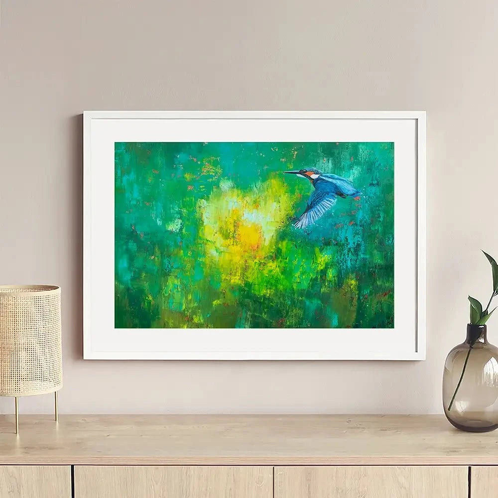 A Flash Of Blue Kingfisher Framed Art Print A Flash Of Blue Kingfisher Framed Art Print wall art product Laure Bury