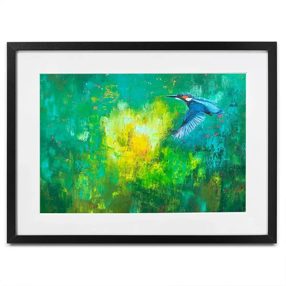 A Flash Of Blue Kingfisher Framed Art Print A Flash Of Blue Kingfisher Framed Art Print wall art product Laure Bury