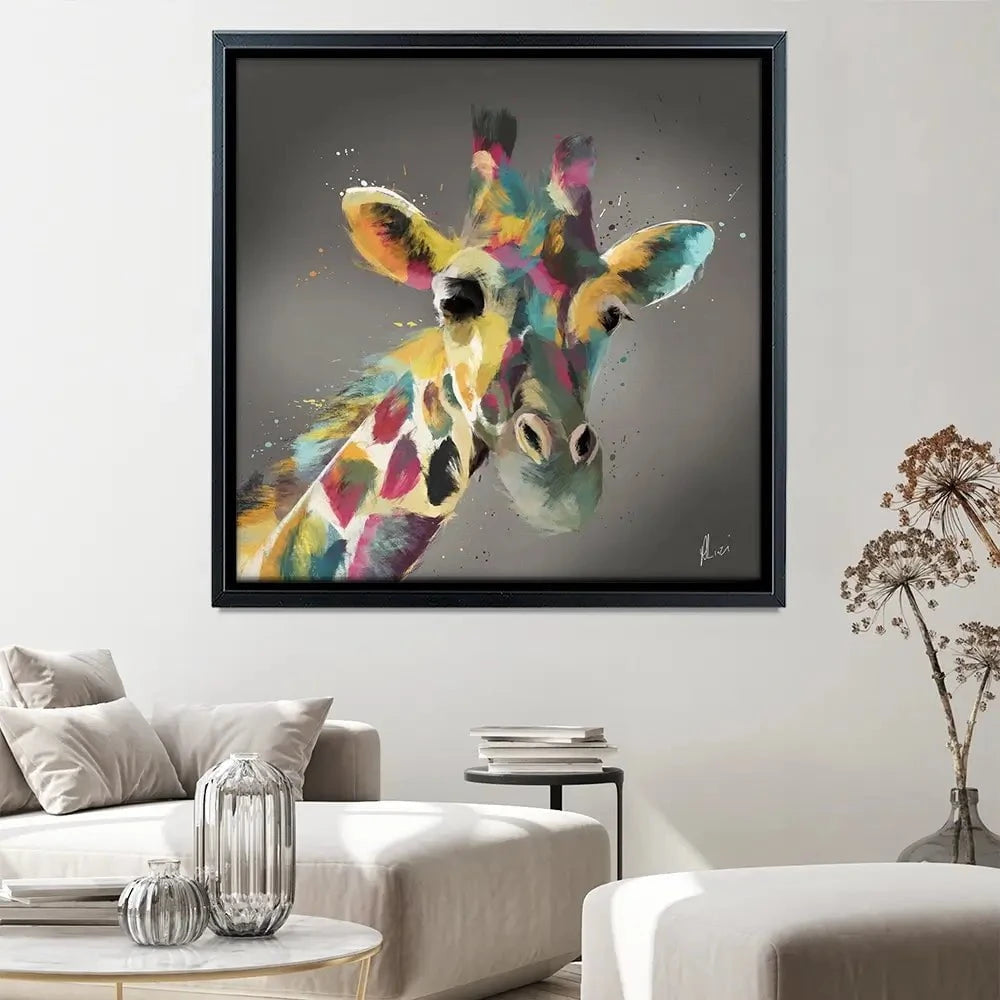 A Giraffe In Multicolour Canvas Print A Giraffe In Multicolour Canvas Print wall art product Aimee Linzi