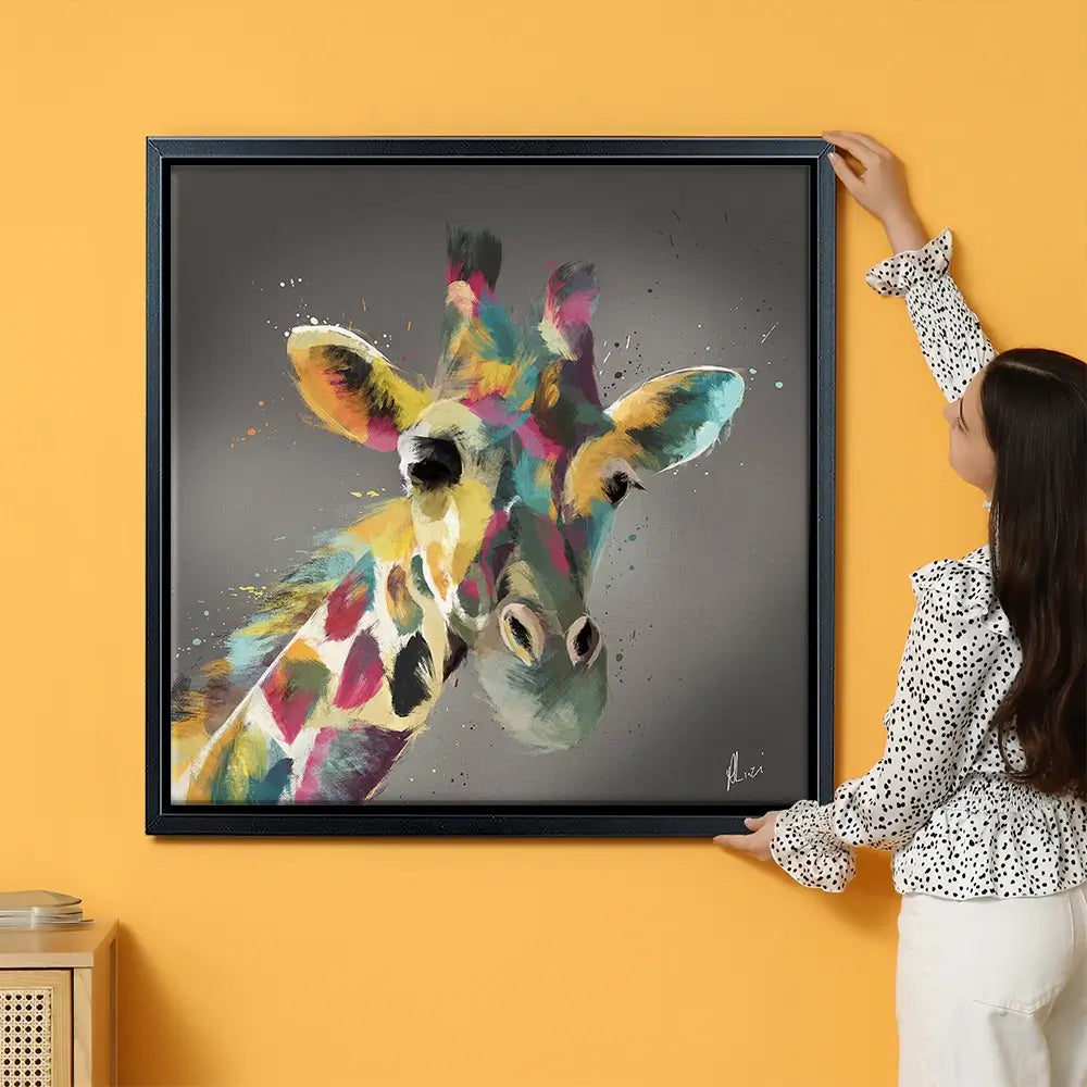 A Giraffe In Multicolour Oversized Canvas Print A Giraffe In Multicolour Oversized Canvas Print wall art product Art Print Shop
