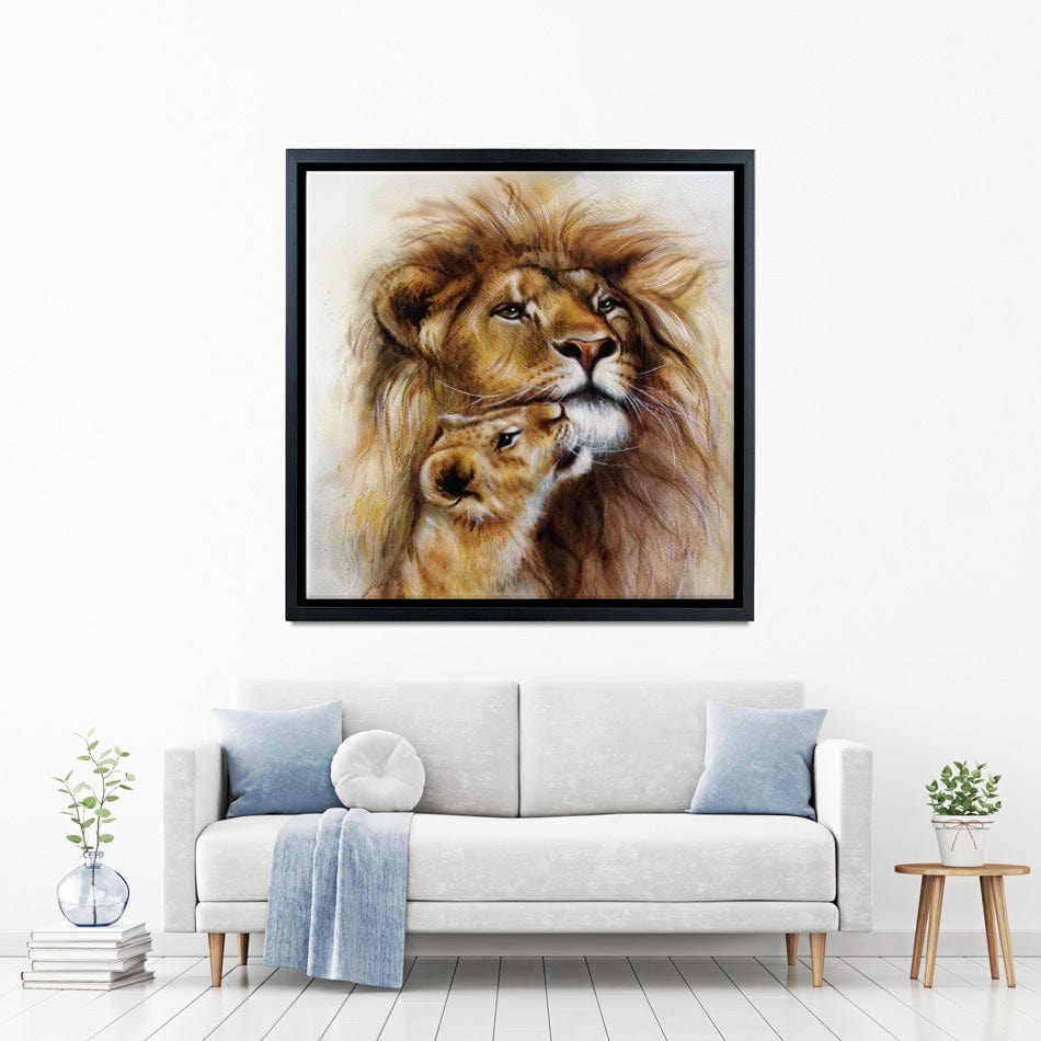 A Lions Love Square Canvas Print wall art product Jozef Klopacka / Shutterstock