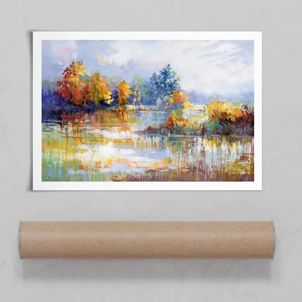 A Moment In The Autumn Glow Art Print A Moment In The Autumn Glow Art Print wall art product Leon Devenice