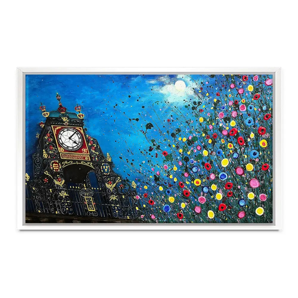 A Moonlit Chester Clock Canvas Print A Moonlit Chester Clock Canvas Print wall art product Jo Gough