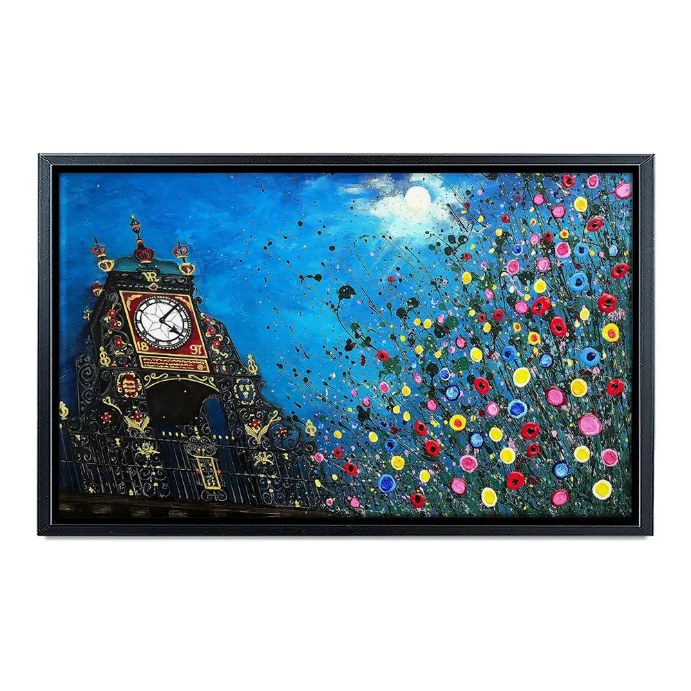 A Moonlit Chester Clock Canvas Print A Moonlit Chester Clock Canvas Print wall art product Jo Gough