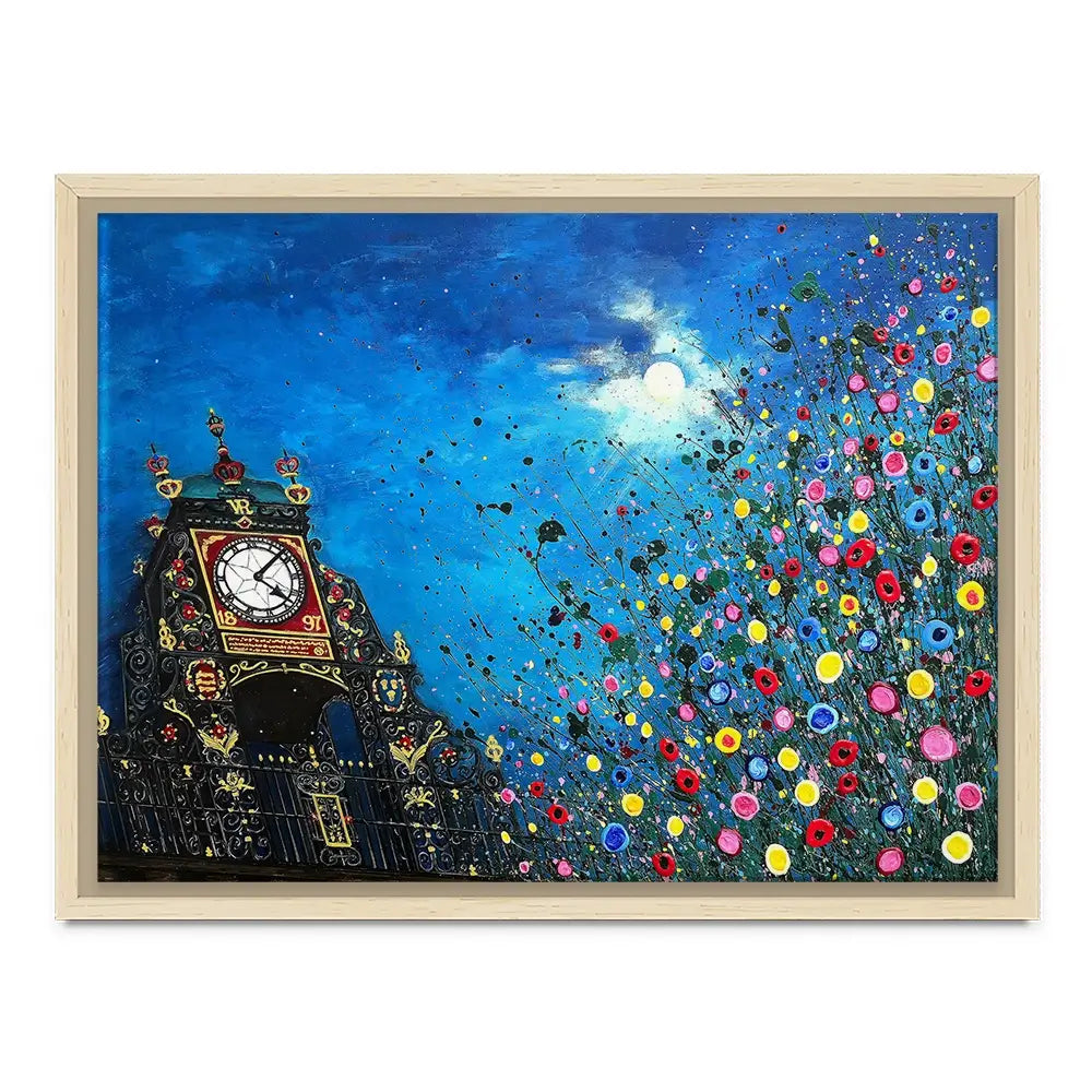 A Moonlit Chester Clock Canvas Print A Moonlit Chester Clock Canvas Print wall art product Jo Gough