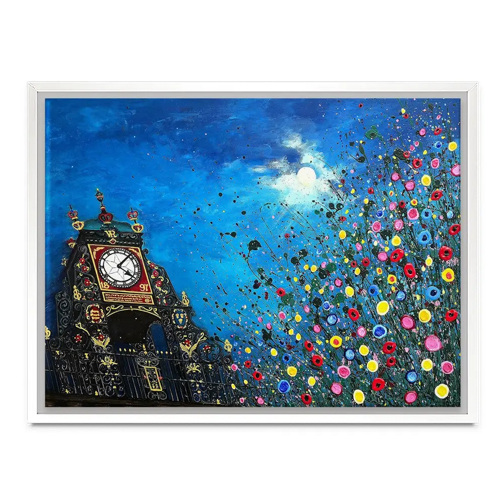 A Moonlit Chester Clock Canvas Print A Moonlit Chester Clock Canvas Print wall art product Jo Gough