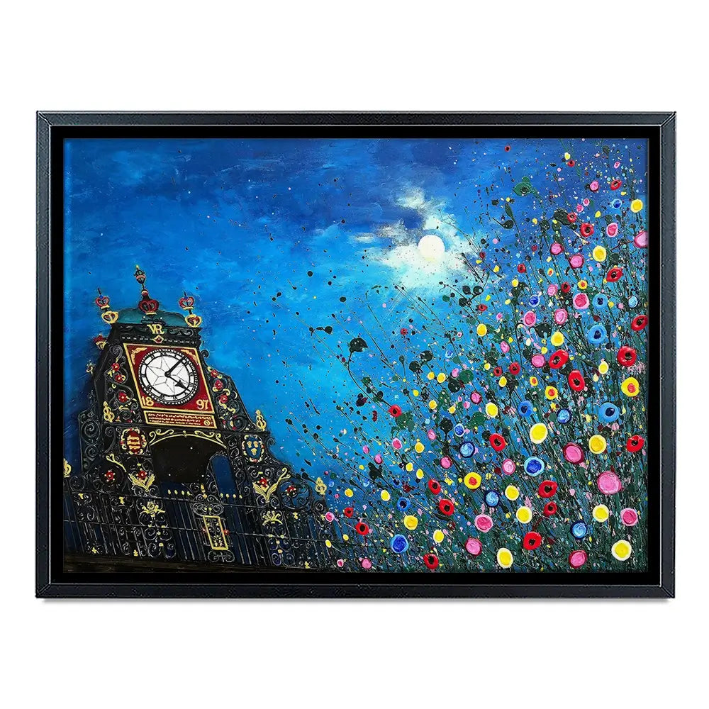A Moonlit Chester Clock Canvas Print A Moonlit Chester Clock Canvas Print wall art product Jo Gough