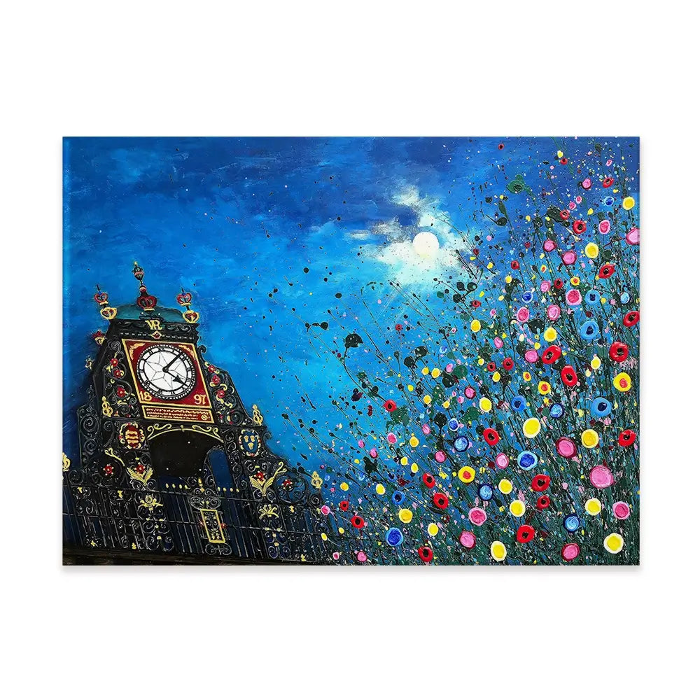 A Moonlit Chester Clock Canvas Print A Moonlit Chester Clock Canvas Print wall art product Jo Gough