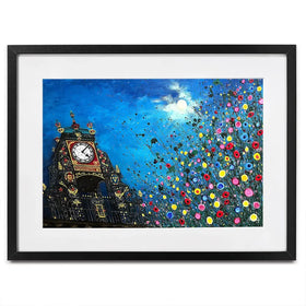 A Moonlit Chester Clock Framed Art Print A Moonlit Chester Clock Framed Art Print wall art product Jo Gough