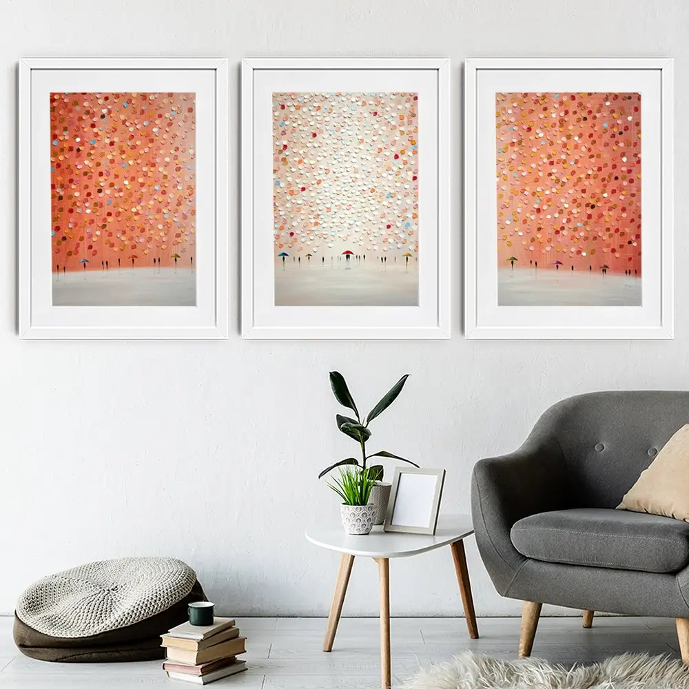 A Rosy Rain Framed Art Print Trio A Rosy Rain Framed Art Print Trio wall art product Ekaterina Ermilkina