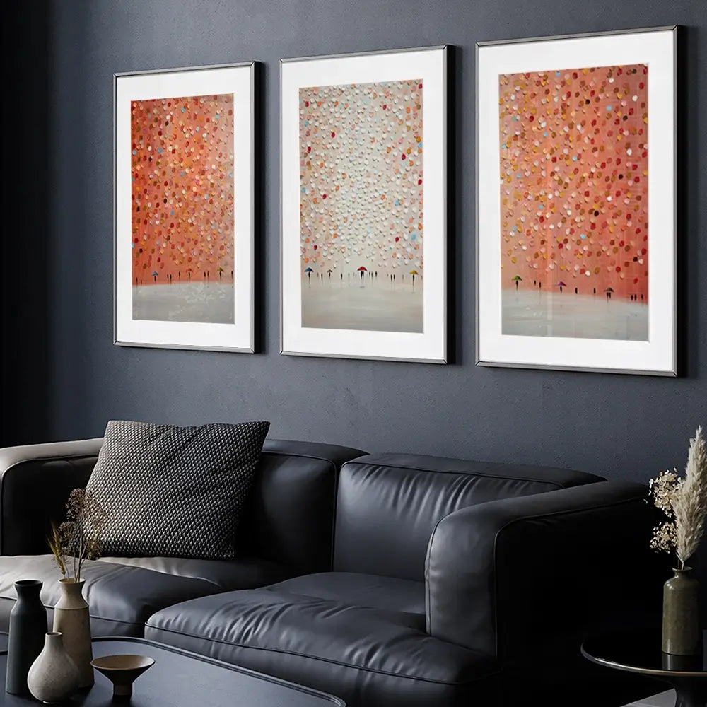 A Rosy Rain Framed Art Print Trio A Rosy Rain Framed Art Print Trio wall art product Ekaterina Ermilkina