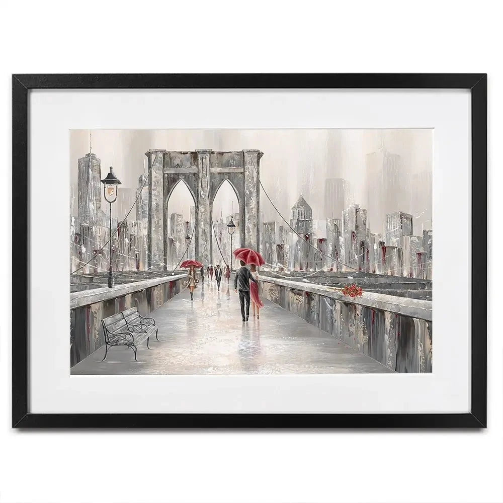 A Walk On Brooklyn Bridge Framed Art Print A Walk On Brooklyn Bridge Framed Art Print wall art product Isabella Karolewicz