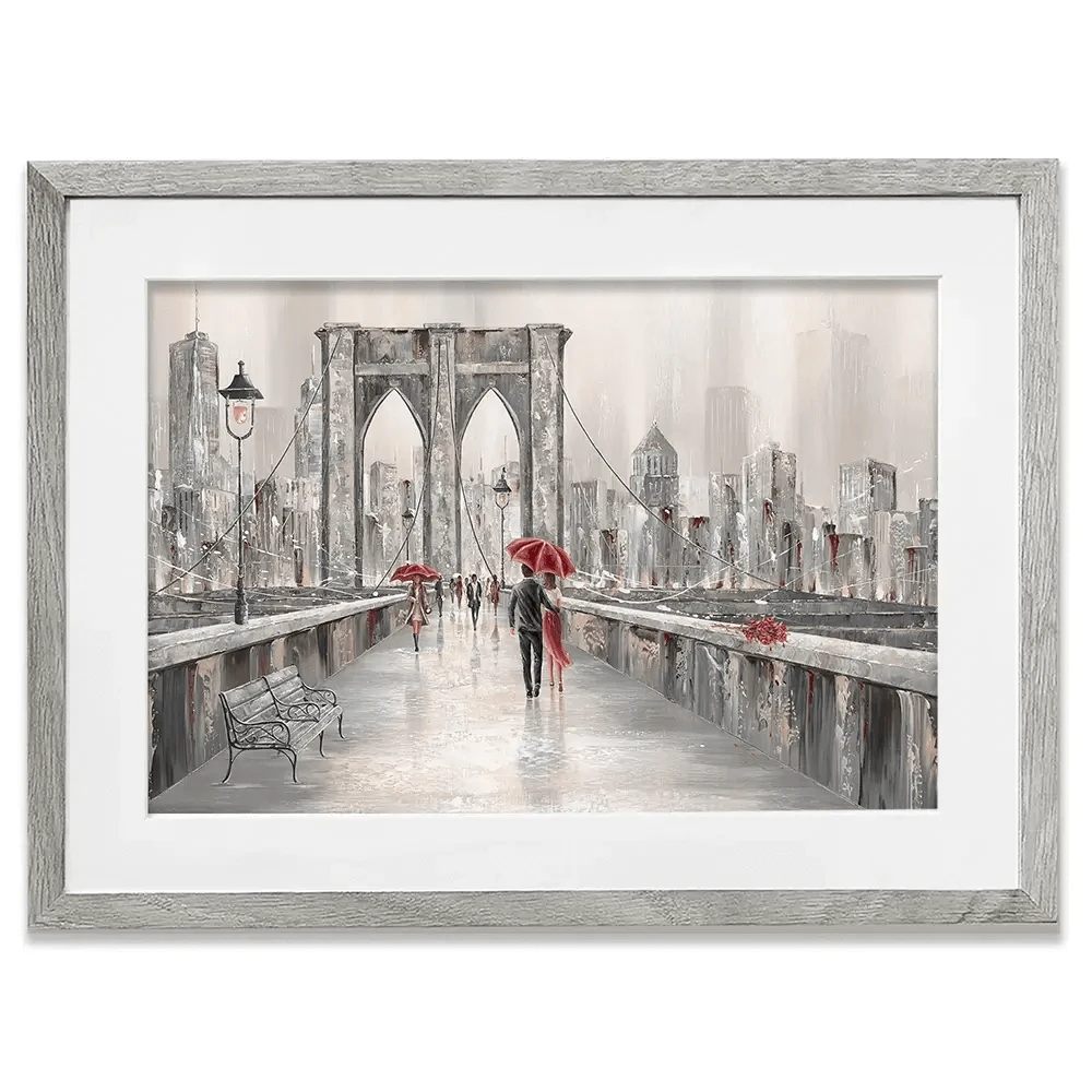 A Walk On Brooklyn Bridge Framed Art Print A Walk On Brooklyn Bridge Framed Art Print wall art product Isabella Karolewicz