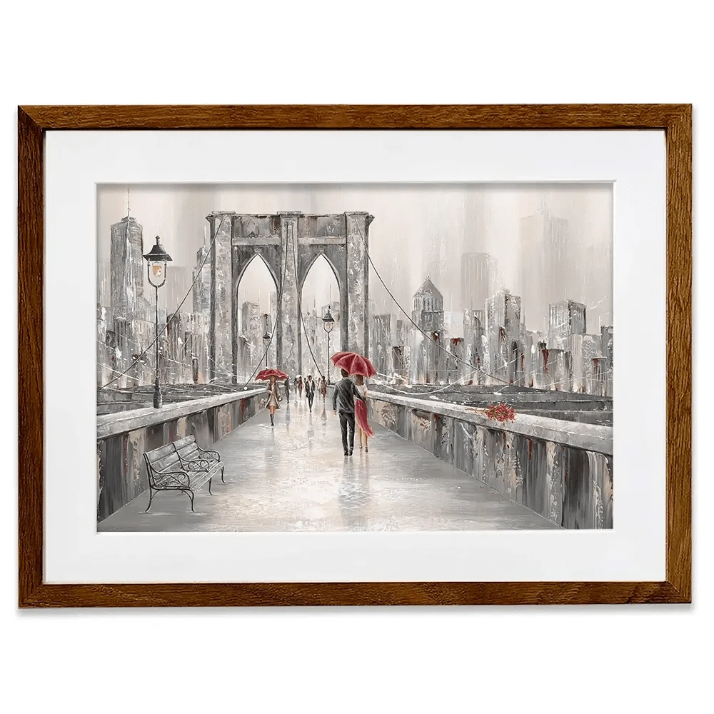 A Walk On Brooklyn Bridge Framed Art Print A Walk On Brooklyn Bridge Framed Art Print wall art product Isabella Karolewicz